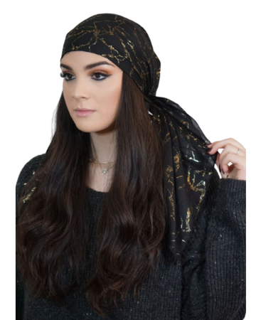 Tie Ur Knot Gold Galaxy Shimmer Pre-Tied Bandanna with Light Non Slip Grip myselflingerie.com